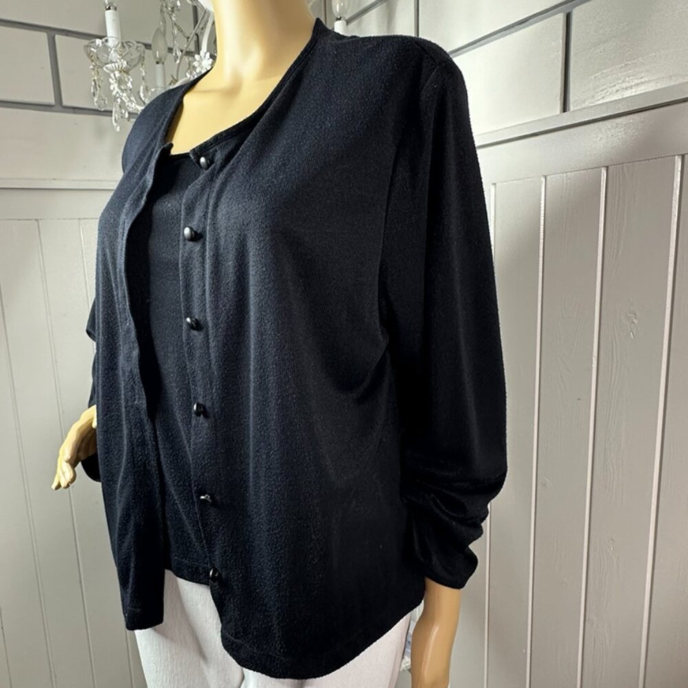 Long Sleeved Cardigan with Attached Shell Black size 16 Runs a little small